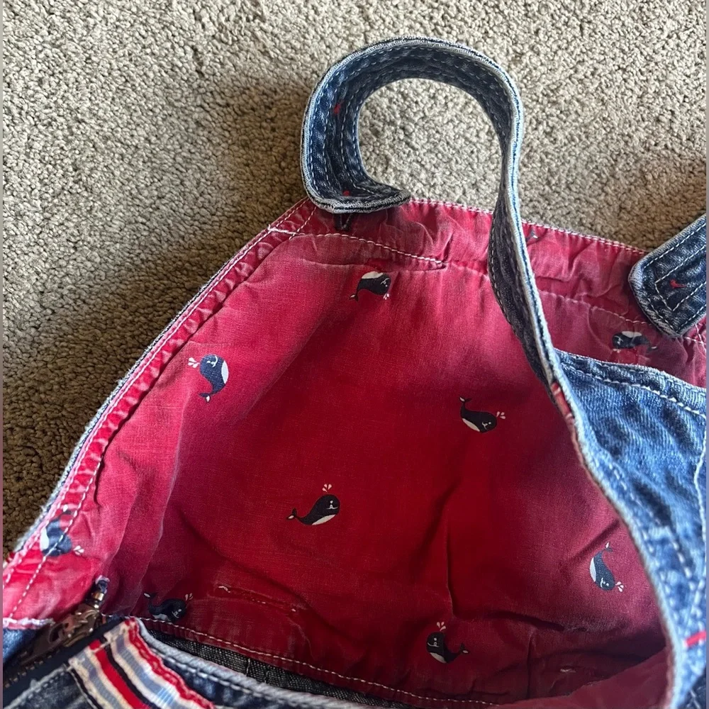 Vintage 2003 Gymboree Toddler Size 3 Denim Red & Blue 4th of July Overall Dress